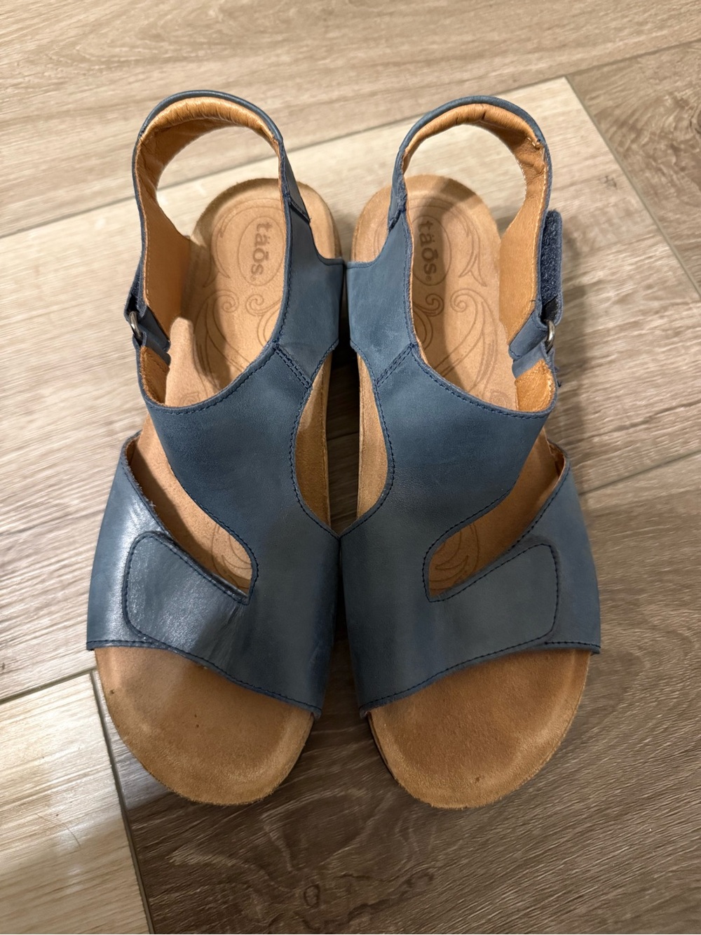 Taos Footwear Blue Leather Open-Side Slingback Sandals - Picture 8 of 8